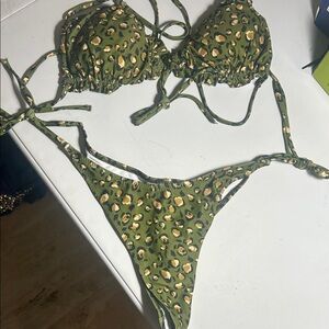 SHEIN Green Leopard Print Bikini